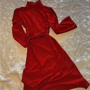 Vintage Red Pinstriped Dress with Belt